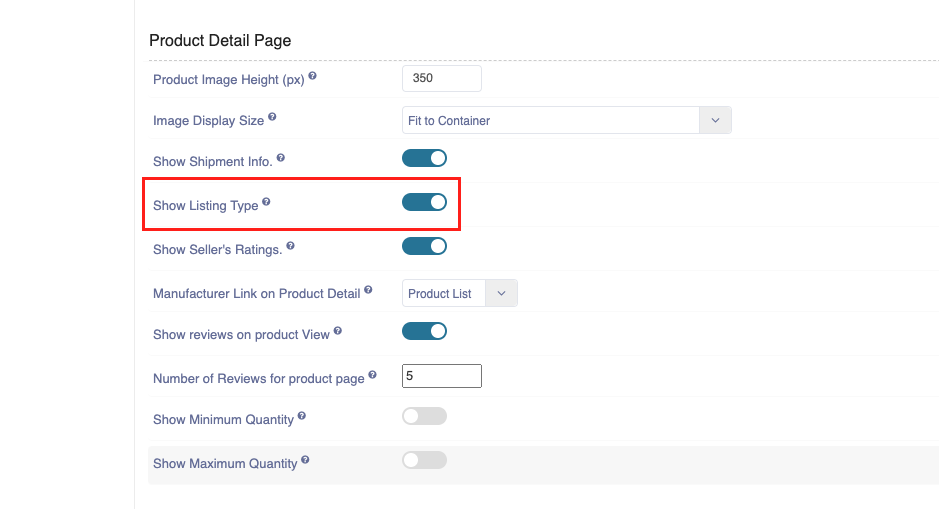 frontend display options